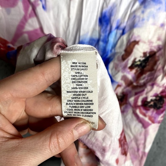 NWT Soft Surroundings roll tab button down artsy art to wear floral abstract M - Picture 15 of 16